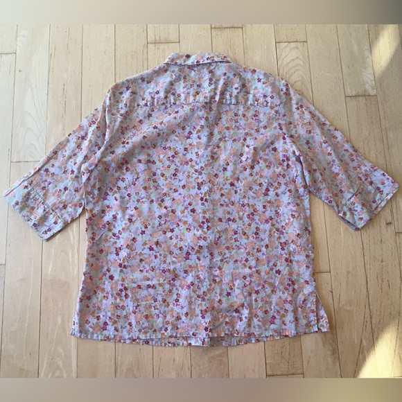 Saks Fifth Avenue Real Clothes 100% Cotton Floral Button Women’s Blouse Size 14 - Picture 4 of 14